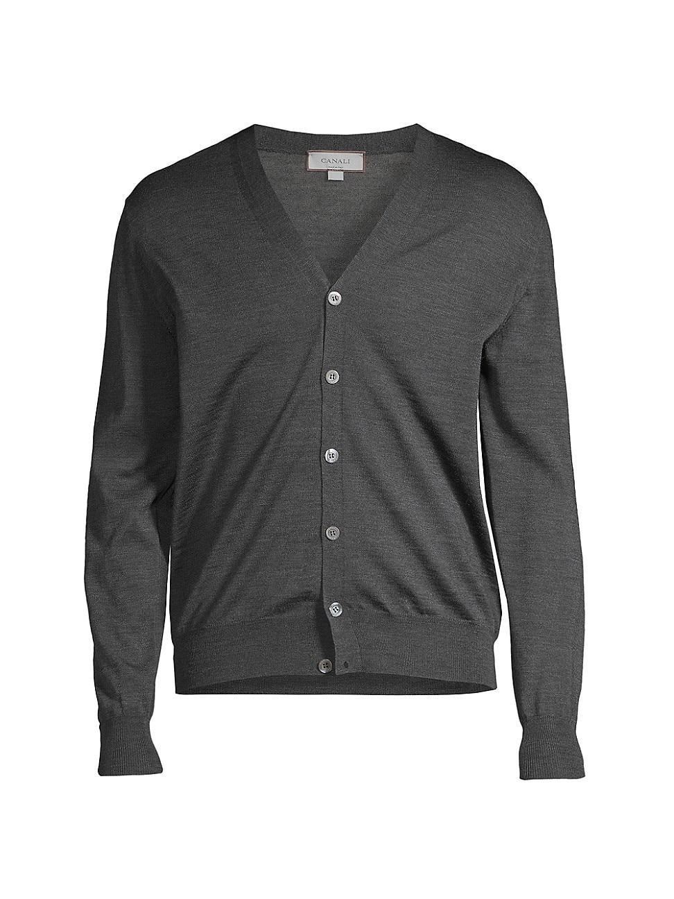 Mens Wool V-Neck Cardigan Product Image