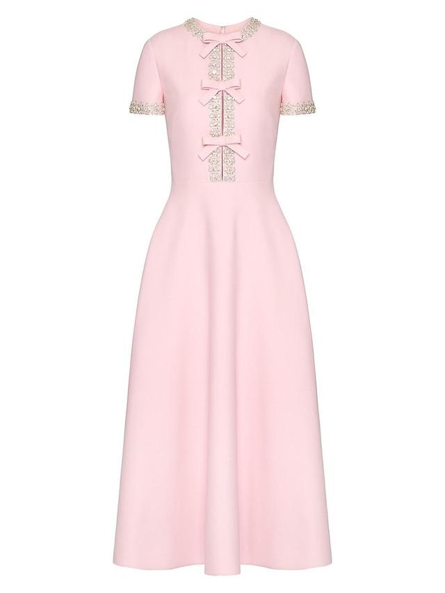 Womens Crepe Couture Embroidered Midi Dress Product Image