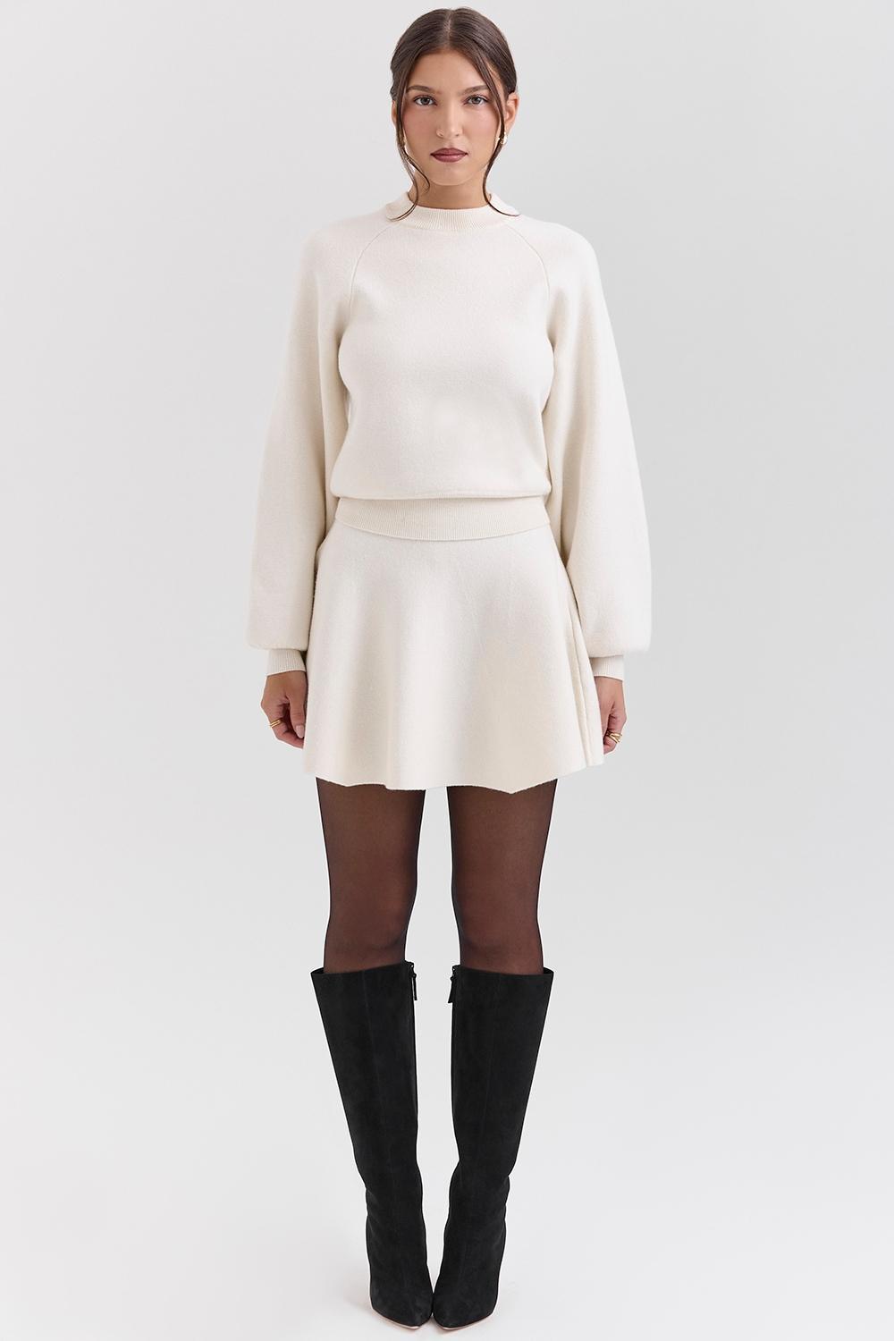 Rosina Cream Wool Cashmere Flounce Mini Skirt Product Image