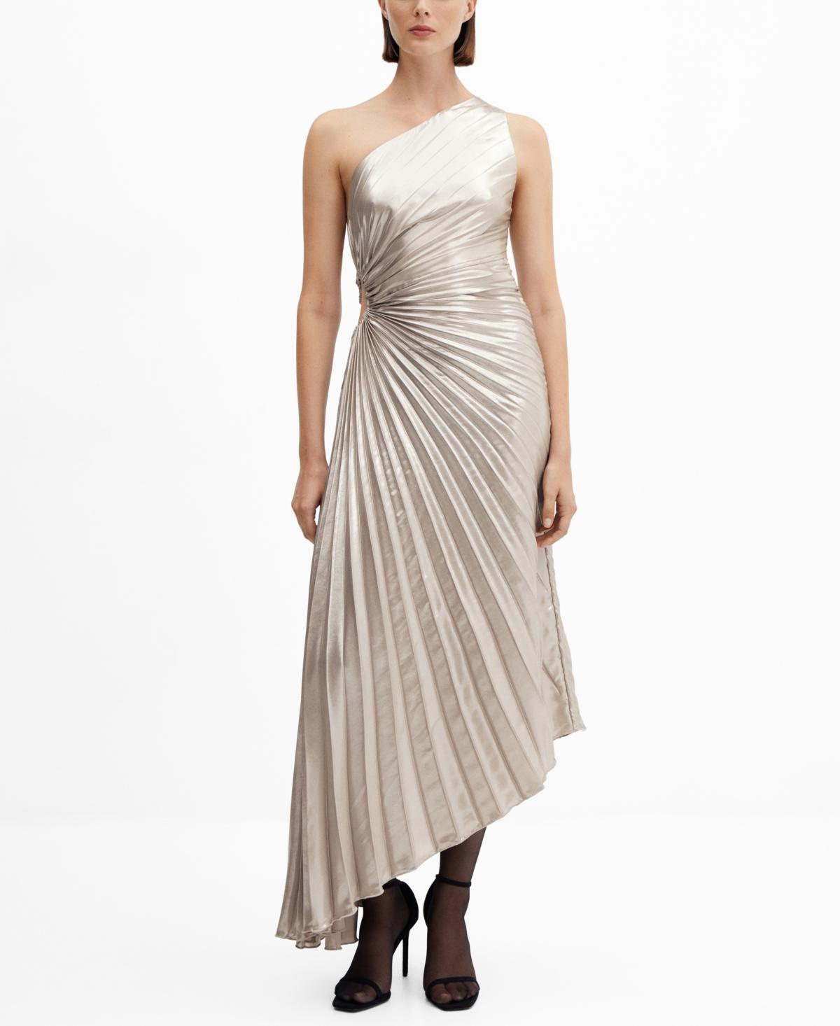 Mango Womens Asymmetrical Pleated Dress Product Image