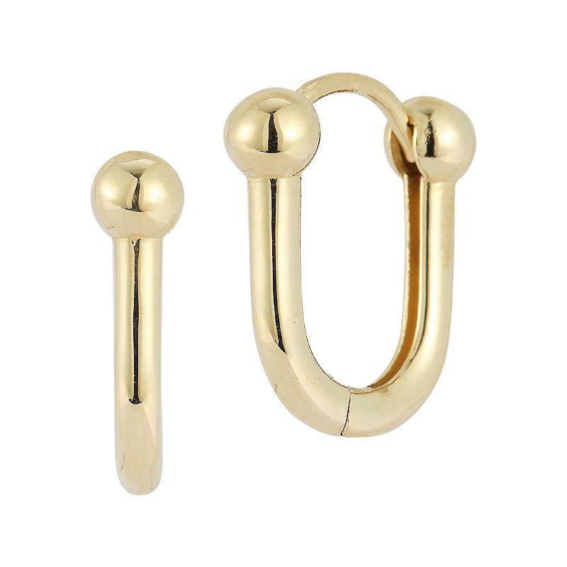 LUMINOR GOLD 14k Gold Stirrup Huggie Earrings, Womens Product Image