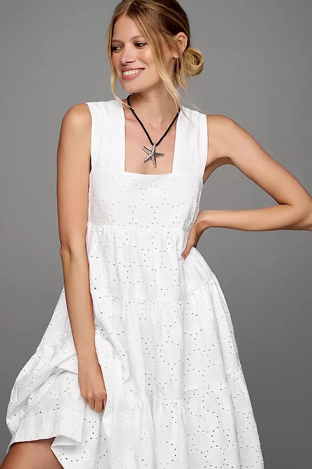 By Anthropologie Square-Neck Eyelet Tiered Midi Dress Product Image