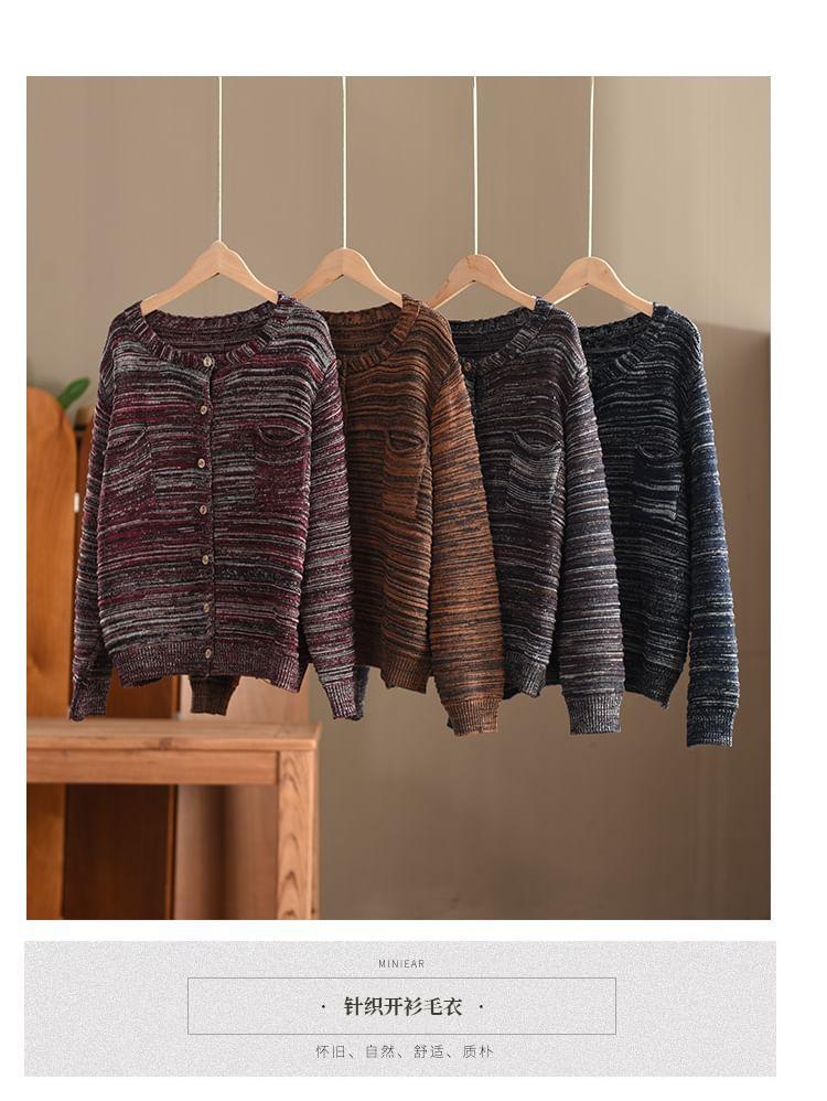 Crew Neck Tie Dye Button-Up Cardigan product image