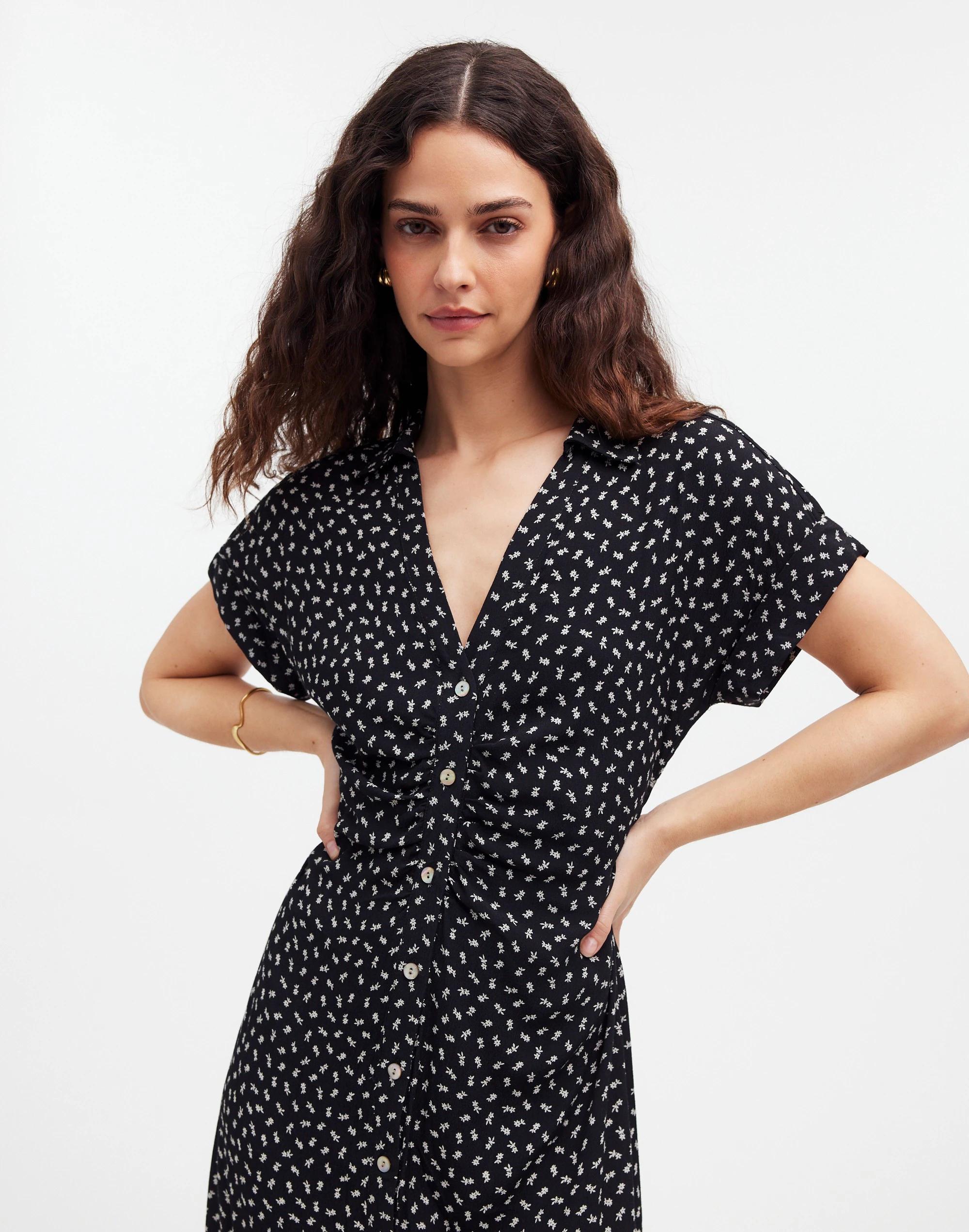 Button-Front Midi Shirtdress in Floral Product Image