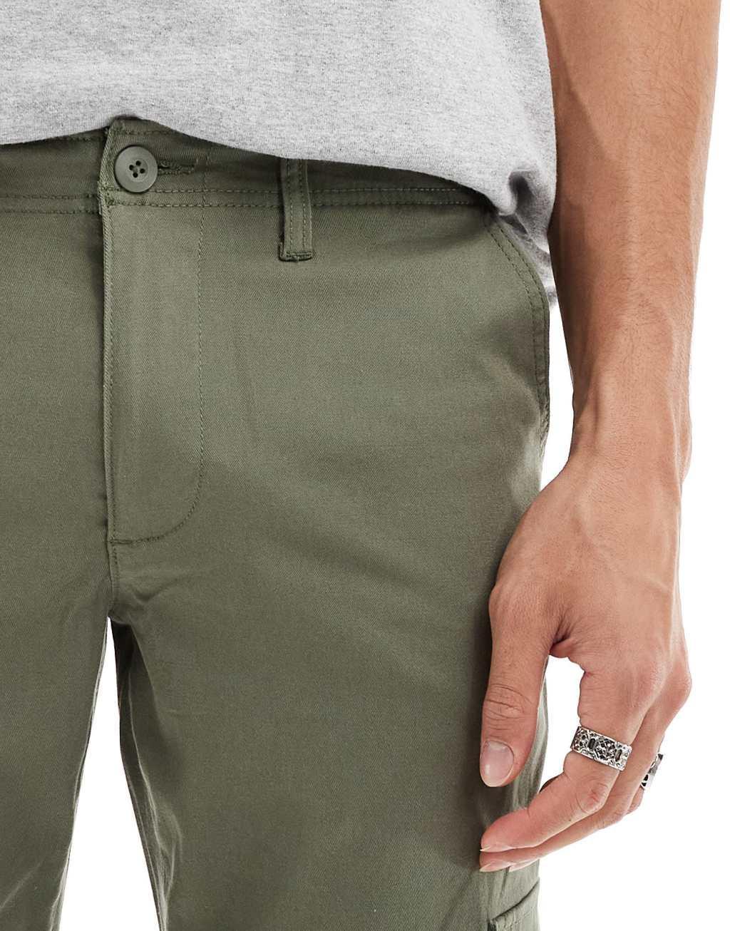 ASOS DESIGN tapered cargo pants in olive Product Image