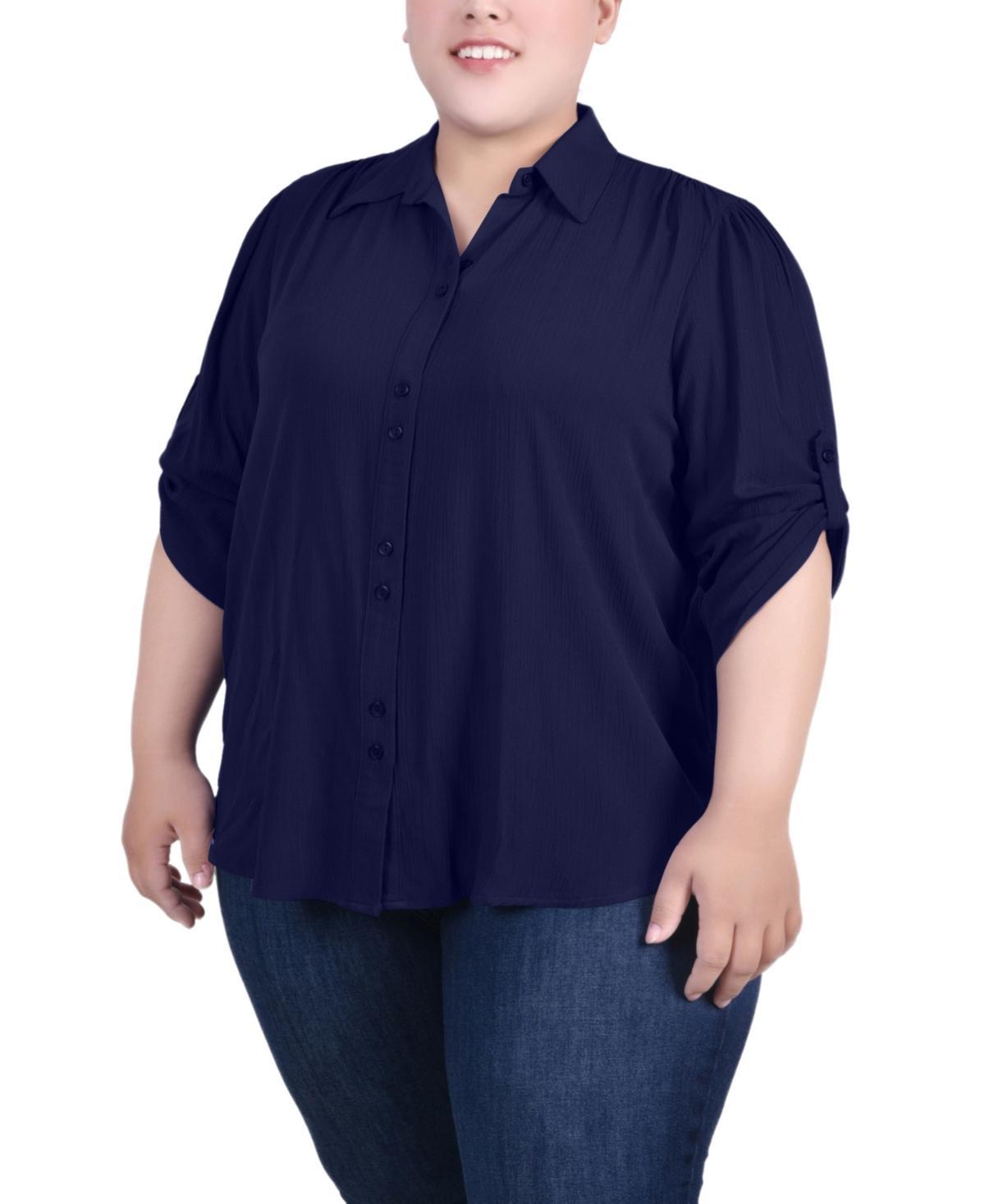 Ny Collection Plus Size 3/4 Sleeve Gauze Blouse Product Image