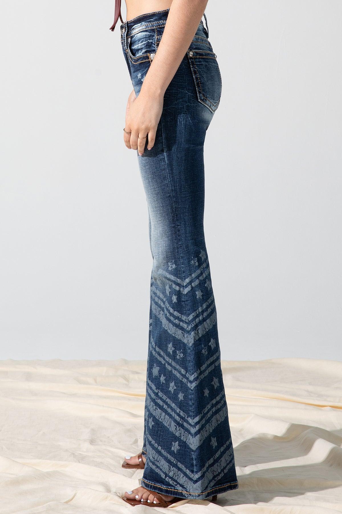 Stars n Stripes High Rise Flare Jeans Product Image