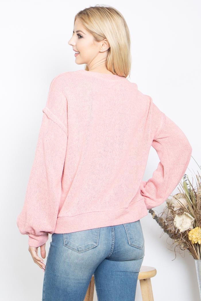 Pink Puff Sleeve Knit Product Image