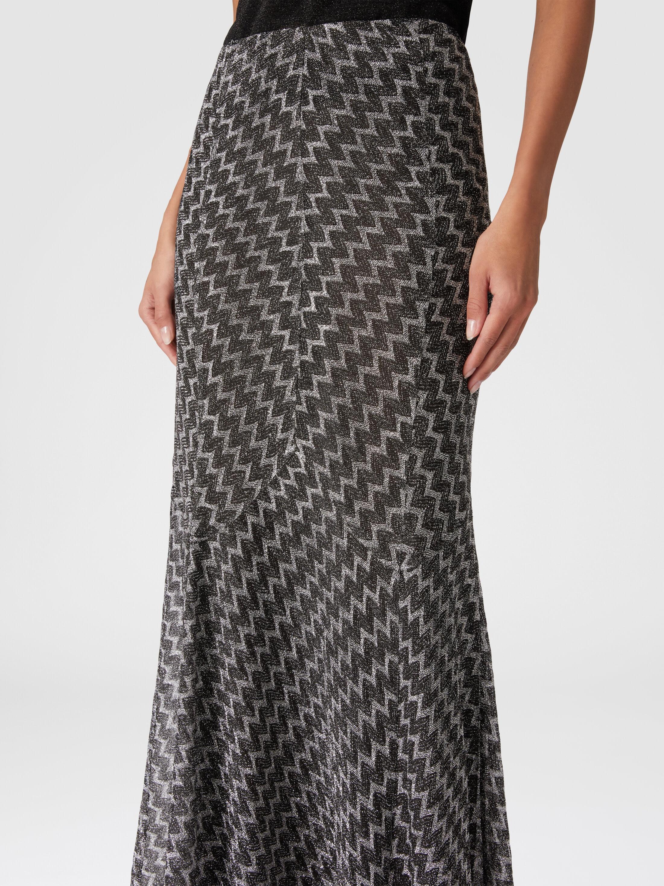 Long flared skirt in zig zag lamé viscose blend Product Image