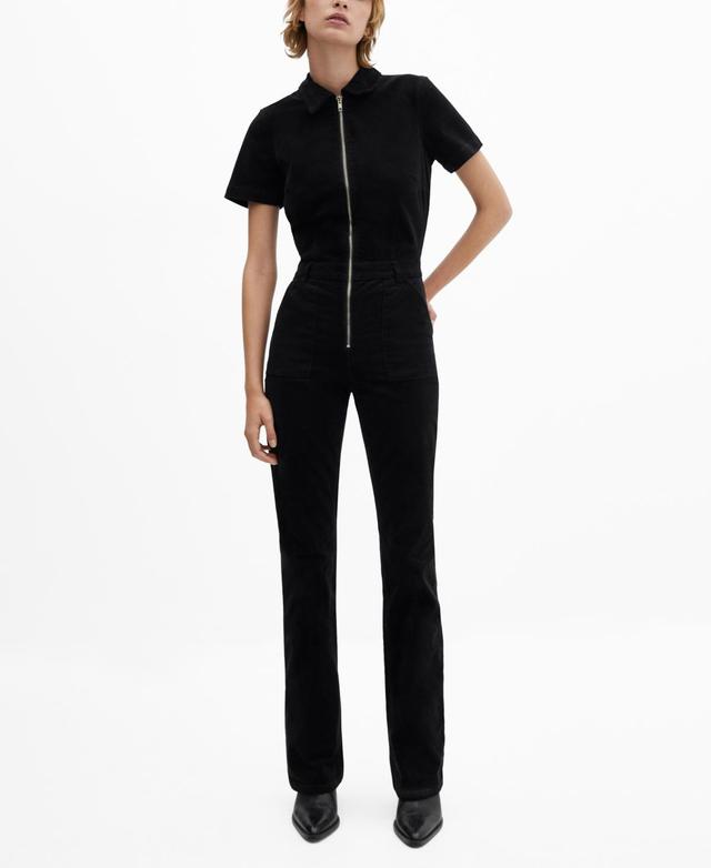 MANGO - Corduroy jumpsuit with zipper blackWomen Product Image