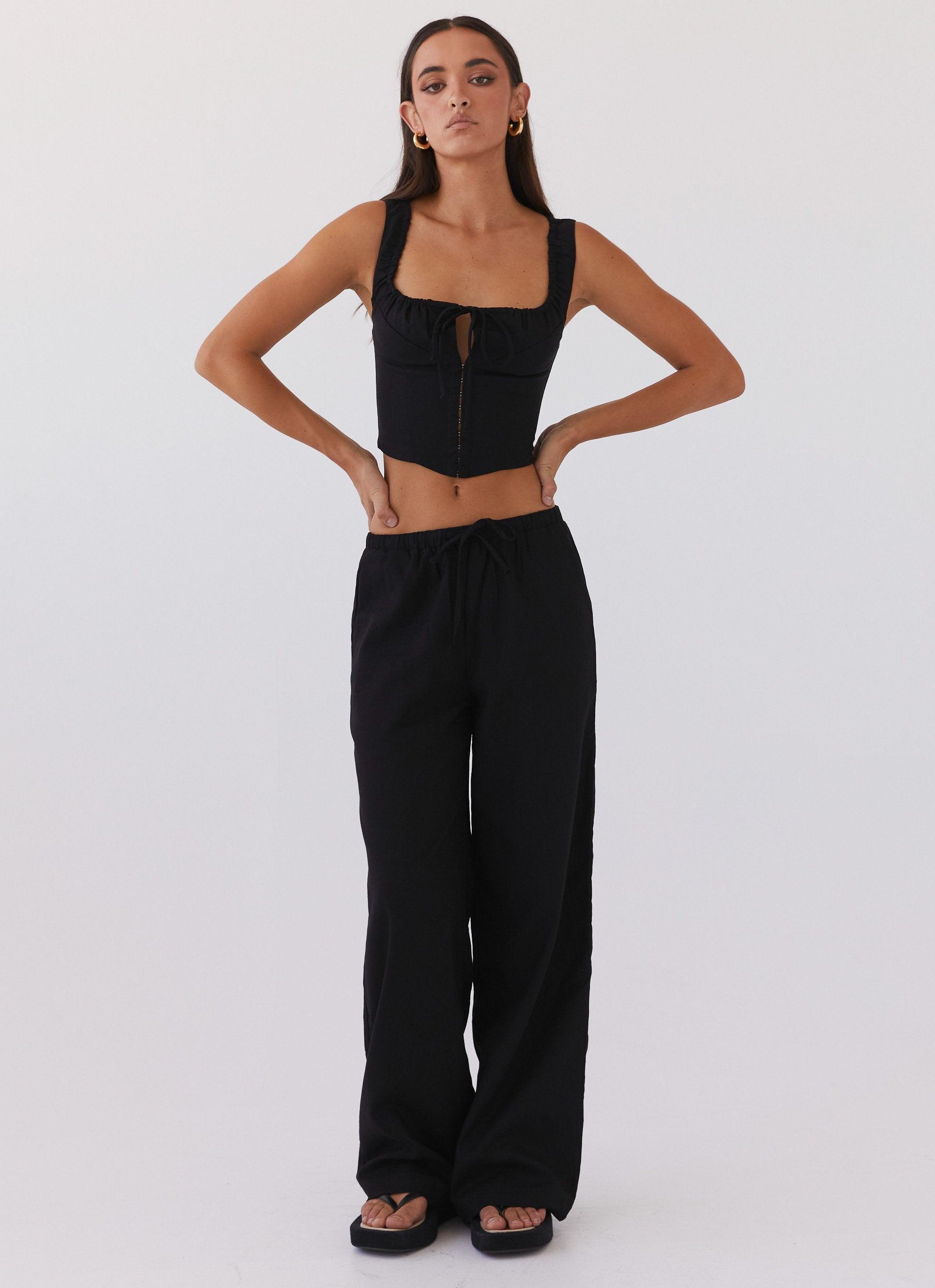 Fresh Face Linen Pants - Black Product Image