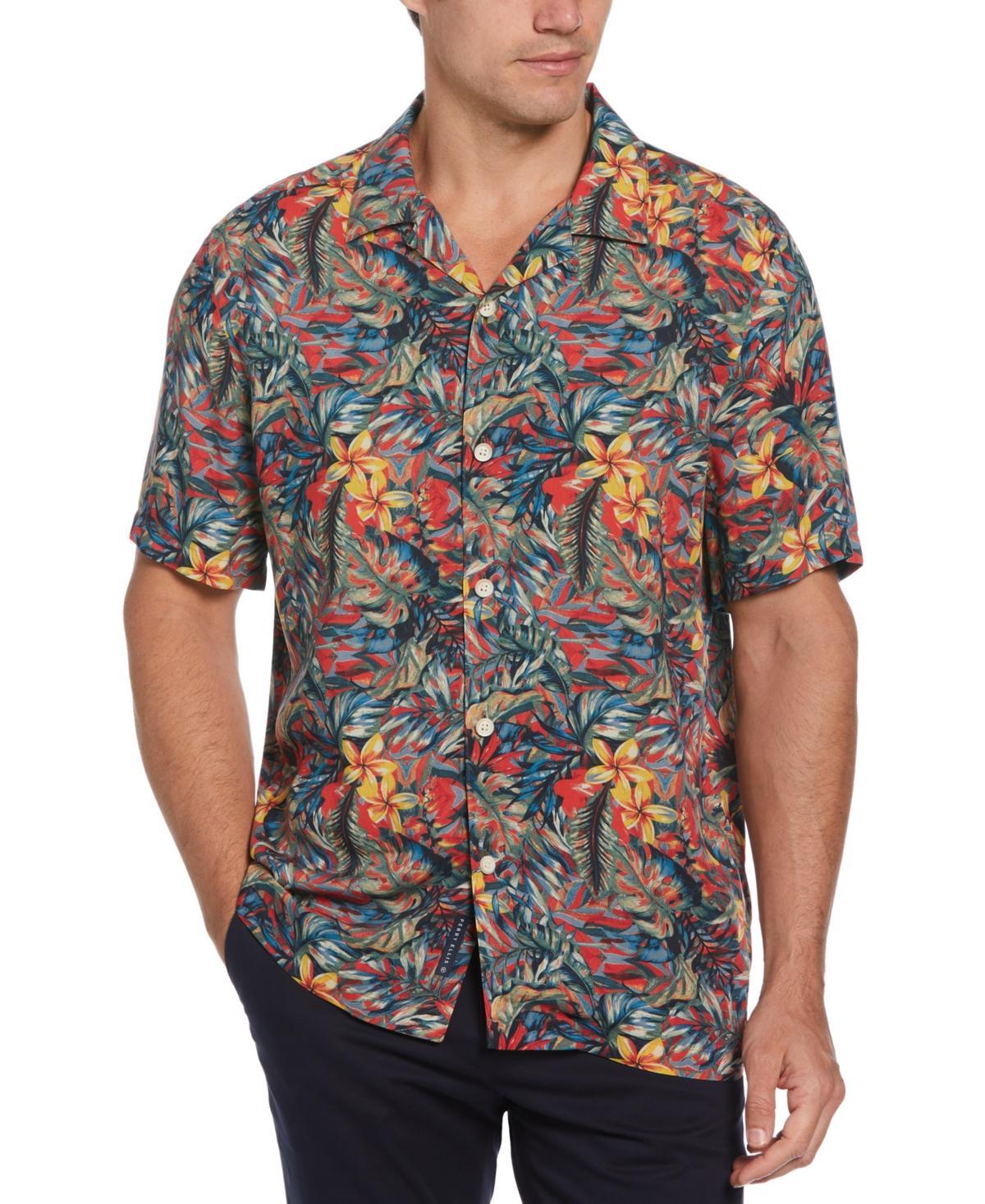 Perry Ellis Mens Short Sleeve Button-Front Tropical Camp Shirt Product Image