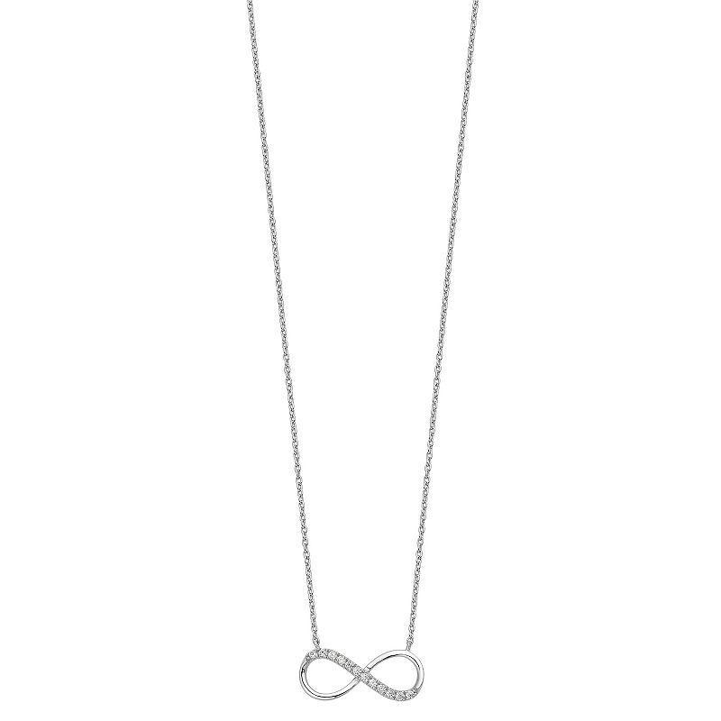 Sophie Miller Sterling Silver Rhodium-Plated Cubic Zirconia Infinity Necklace, Womens Product Image