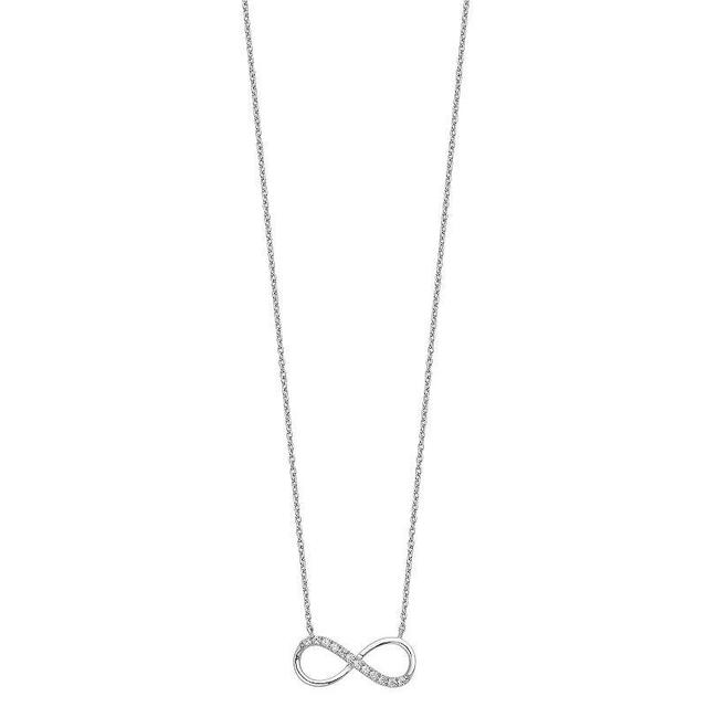 Sophie Miller Sterling Silver Rhodium-Plated Cubic Zirconia Infinity Necklace, Womens Product Image