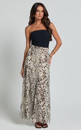  RIVA MAXI SKIRT - HIGH WAISTED FLARE SKIRT in Animal Print Product Image