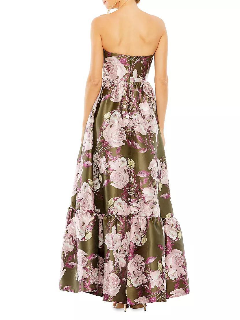 Floral Brocade Strapless Gown Product Image