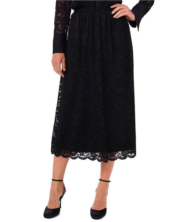 Vince Camuto Woven Garden Lace A-Line High Rise Flounce Hemline Midi Skirt Product Image