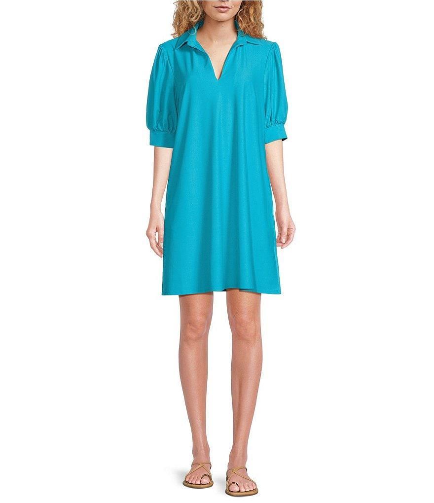 Jude Connally Emerson Jude Cloth Knit Point Collar Puffed Sleeve Shift Dress Product Image