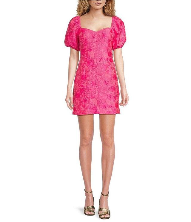 Lilly Pulitzer Morena Textural Jacquard Sweetheart Neck Short Puff Sleeve Skirted Romper Product Image