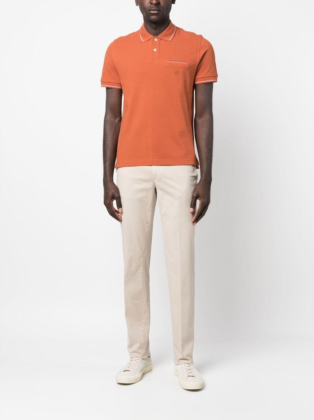 Short-sleeve Cotton Polo Shirt In Braun Product Image