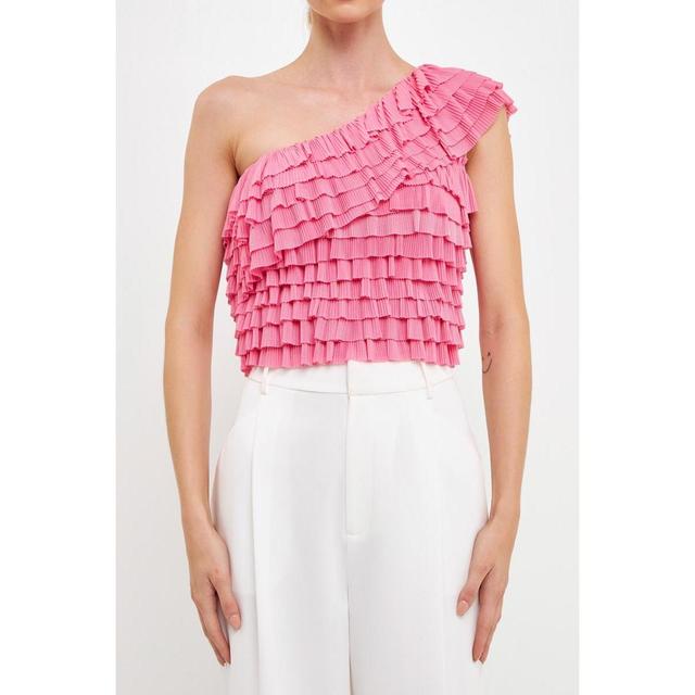 endless rose Womens Ruffled One-shoulder Top Product Image