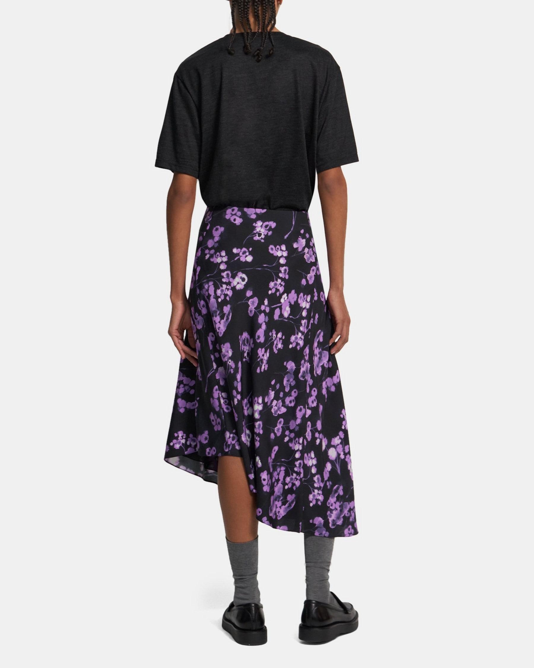 Asymmetrical Floral Silk Georgette Skirt Product Image