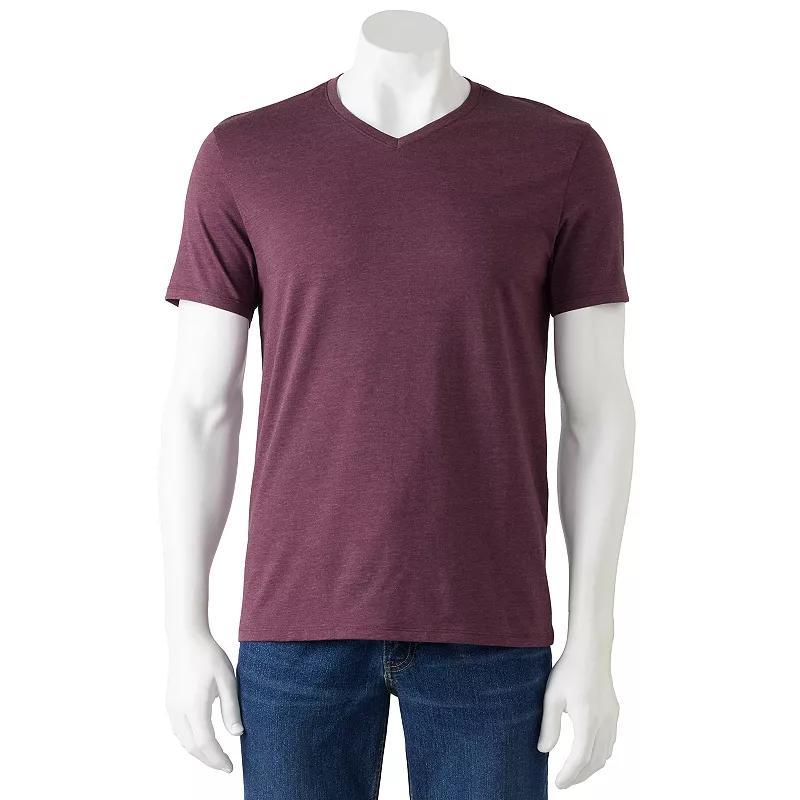 Mens FLX Short Sleeve Stretch V-Neck Tee Med Green Product Image