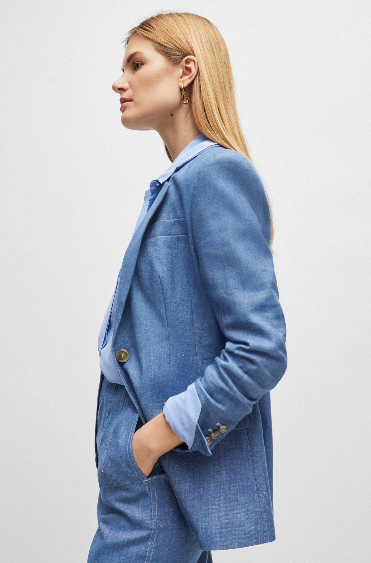 Single-breasted jacket in linen, cotton and stretch Product Image