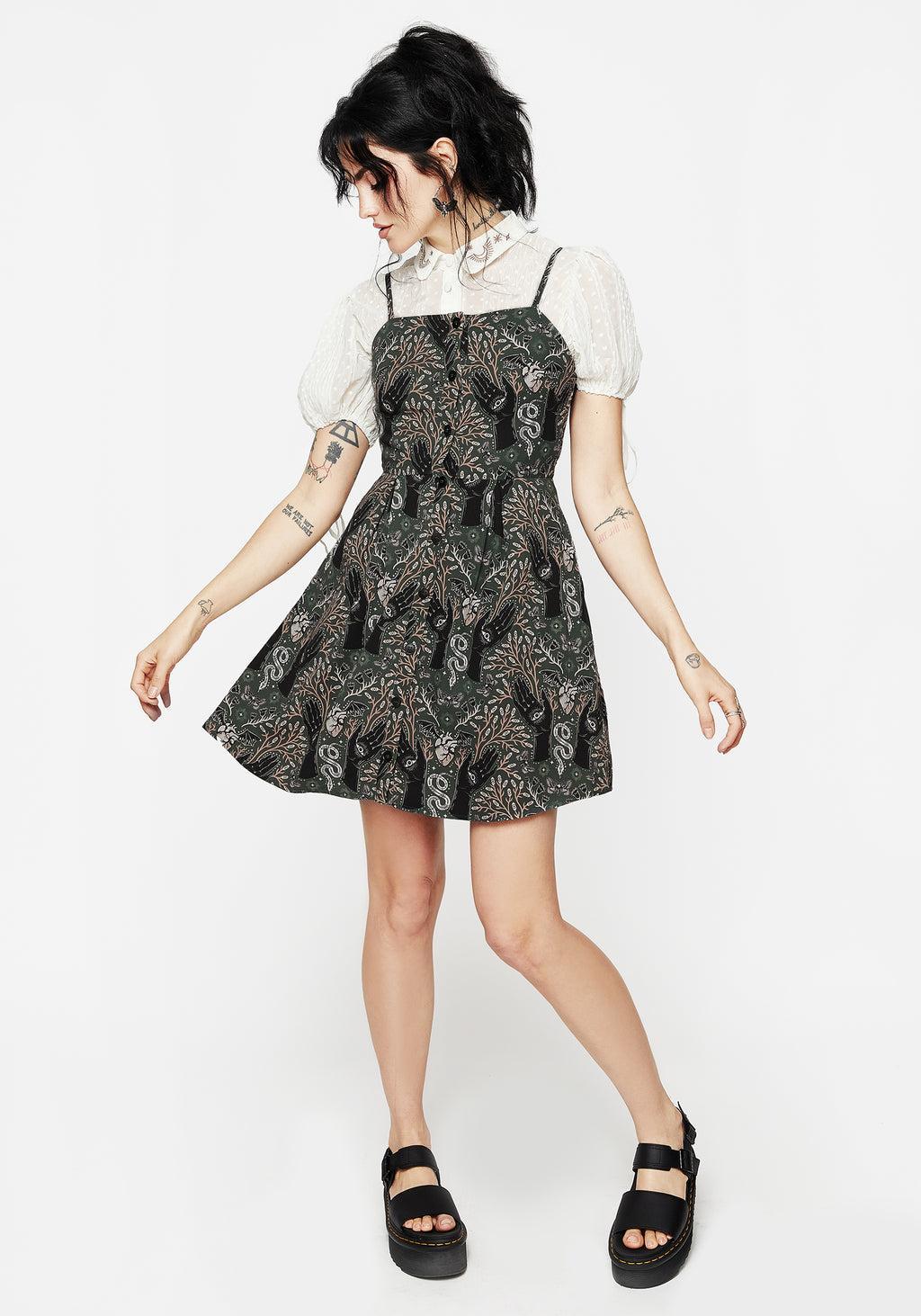 Hemlock Mini Apron Dress - Green Product Image