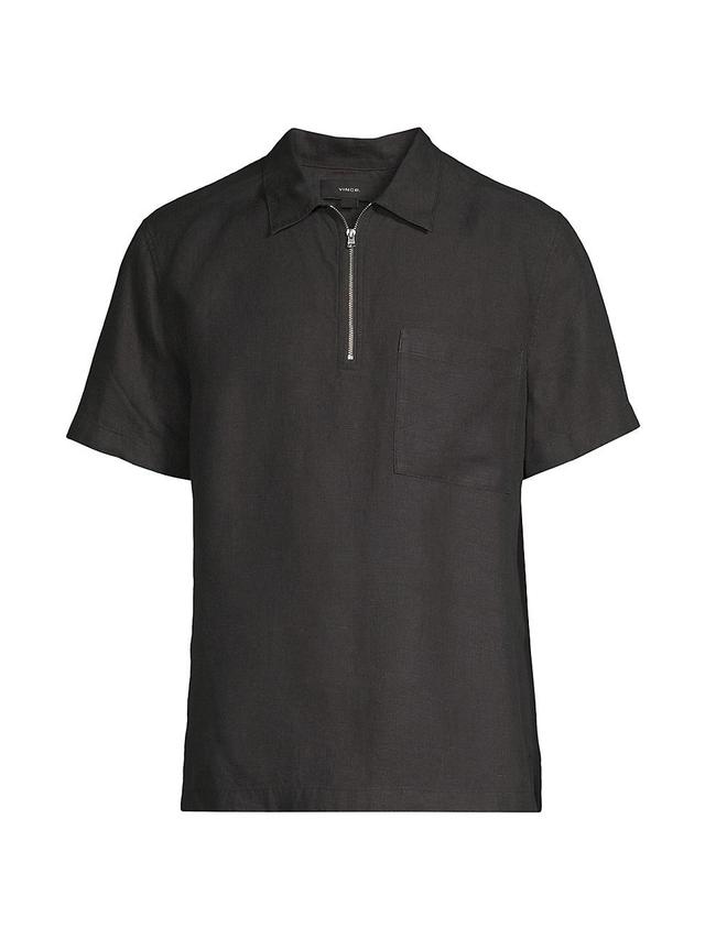 Mens Hemp Relaxed-Fit Quarter-Zip Shirt Product Image