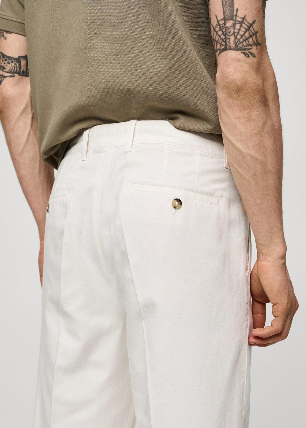 MANGO MAN - Cotton lyocell pleated pants off whiteMen Product Image