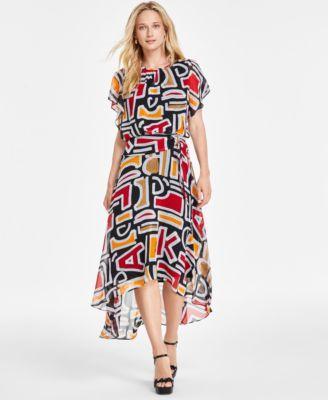 Women's Printed High-Low Flutter-Sleeve Dress Product Image