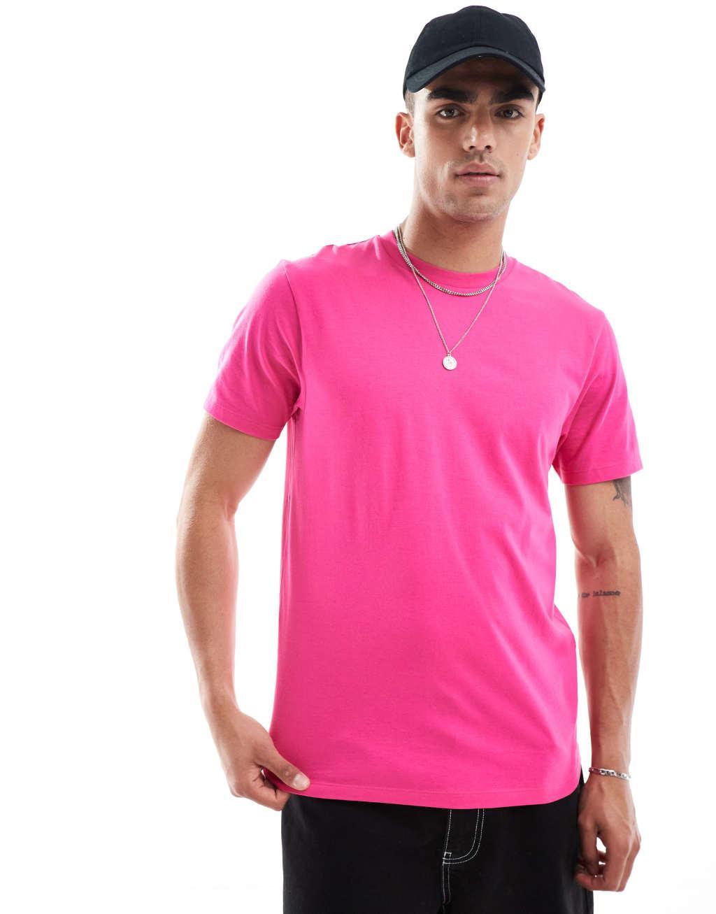 ASOS DESIGN essential crew neck t-shirt in pink Product Image