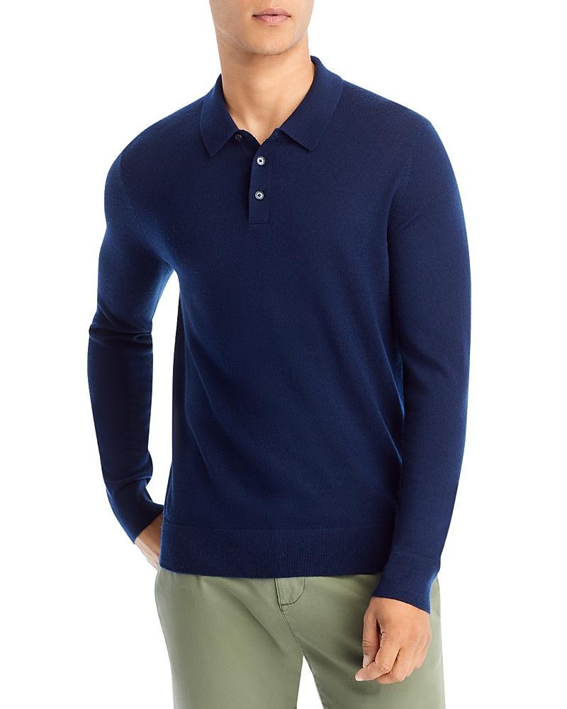 Michael Kors Merino Wool Regular Fit Long Sleeve Polo Shirt Product Image