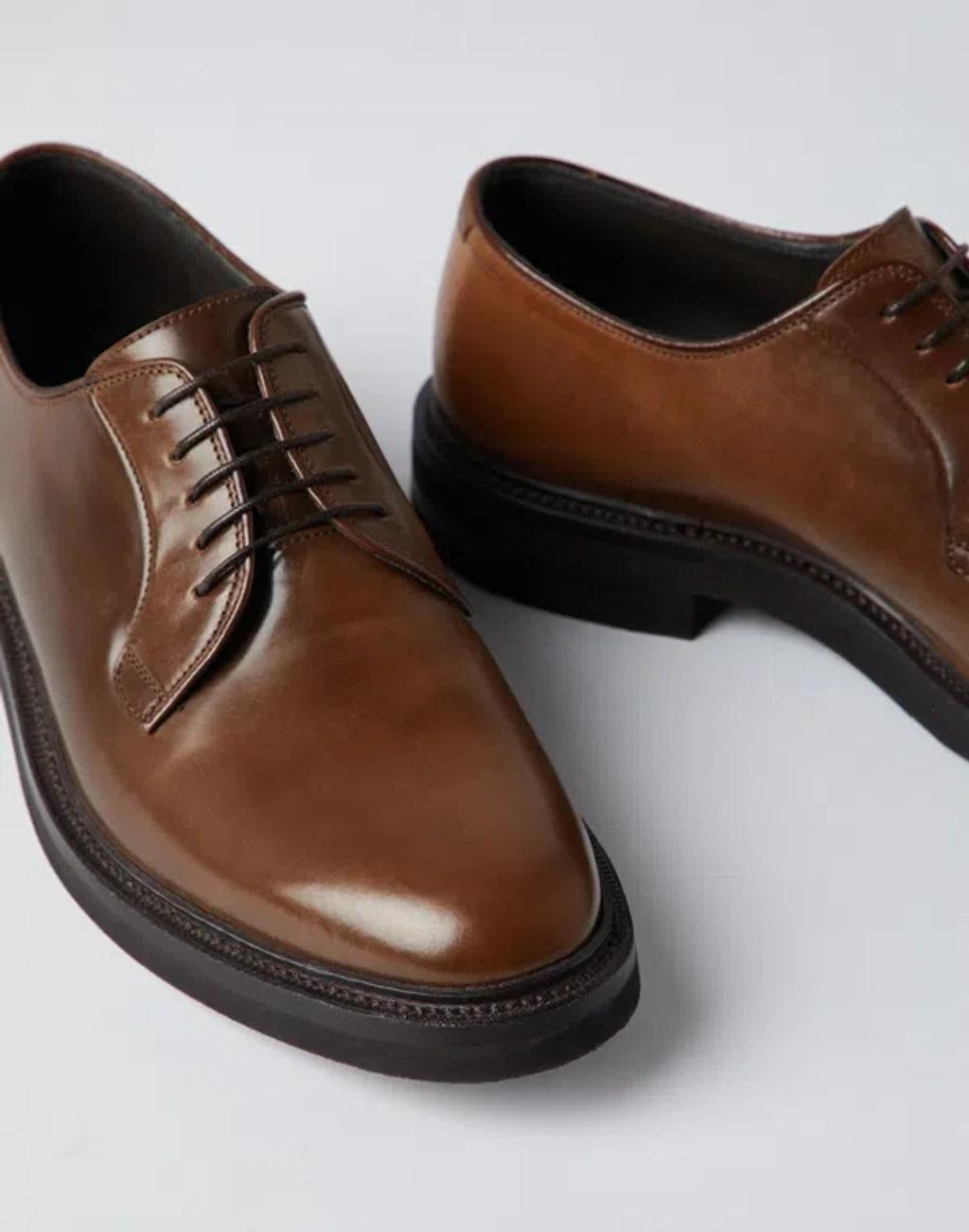 New Men's Brown Leather Shoes Product Image