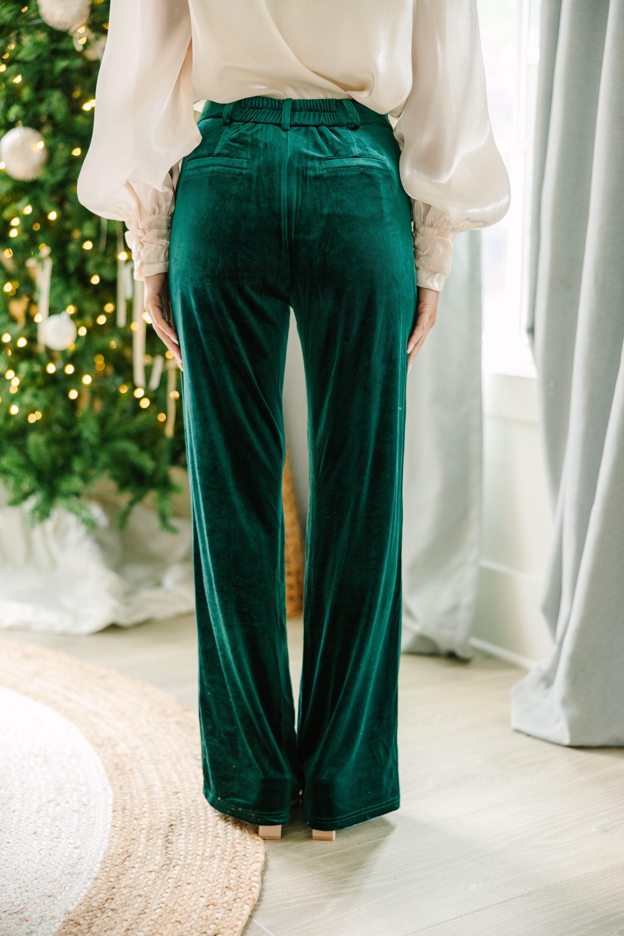 Under Control Emerald Green Velvet Pants Female Product Image