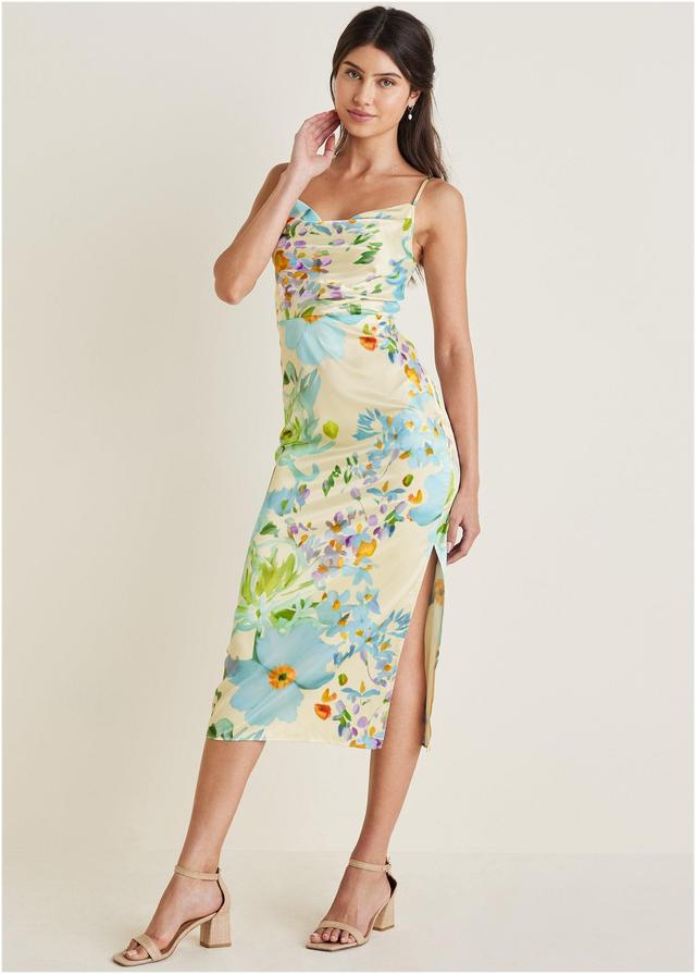 Cowl Neck Slip Dress - Coquette Bouquet Product Image