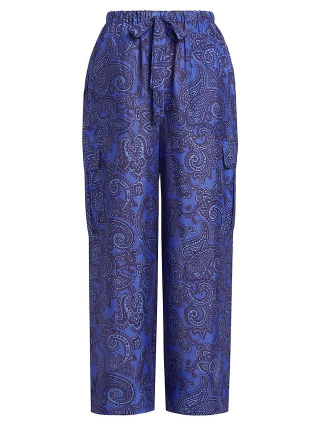 Womens Ottie Relaxed Silk Paisley Pants Product Image