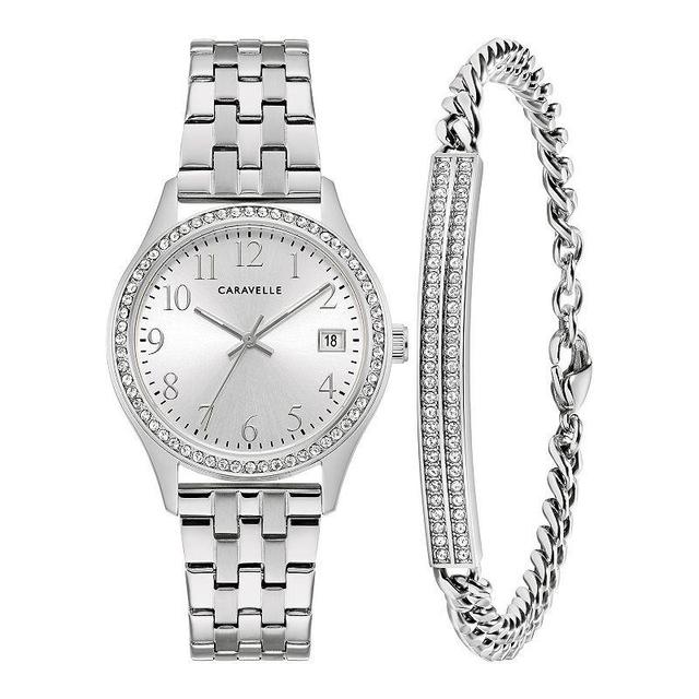 Caravelle designed by Bulova Womens Crystal Stainless Steel Bracelet Watch 32mm Gift Set Product Image