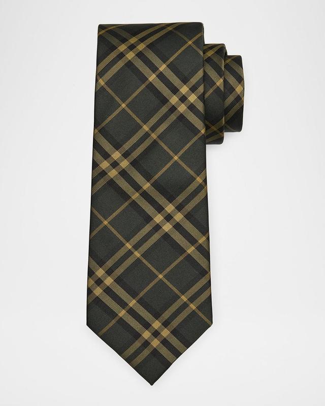 Men's Shadow Check Mulberry Silk Tie Product Image