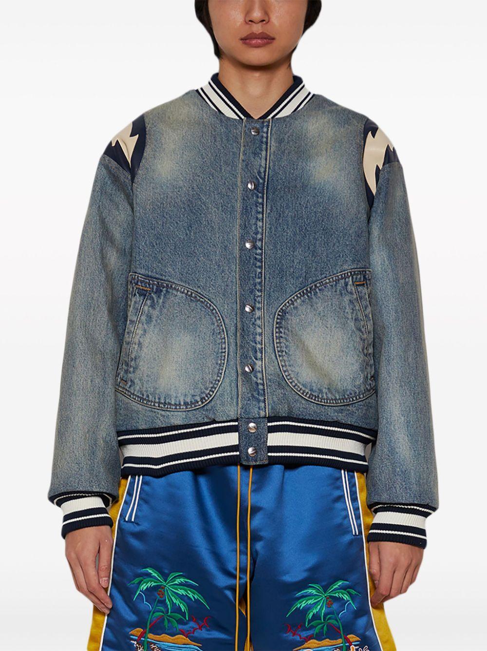 RHUDE Blue Lightning Bomber Jacket In Dark Indigo Product Image