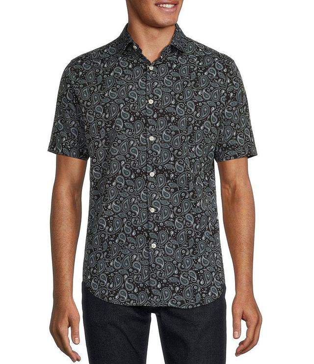 Murano Slim-Fit Performance Stretch Paisley Print Short Sleeve Woven Shirt Product Image