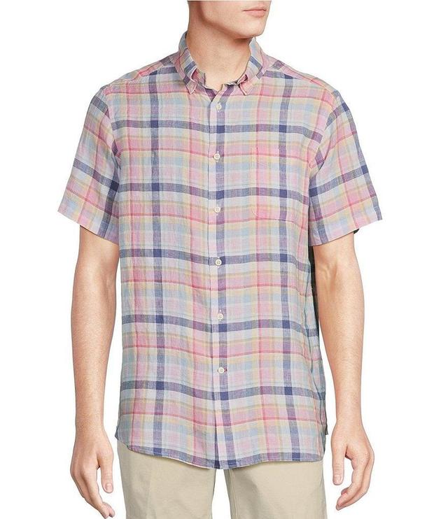 Cremieux Blue Label French Linen Collection Plaid Short Sleeve Woven Shirt Product Image