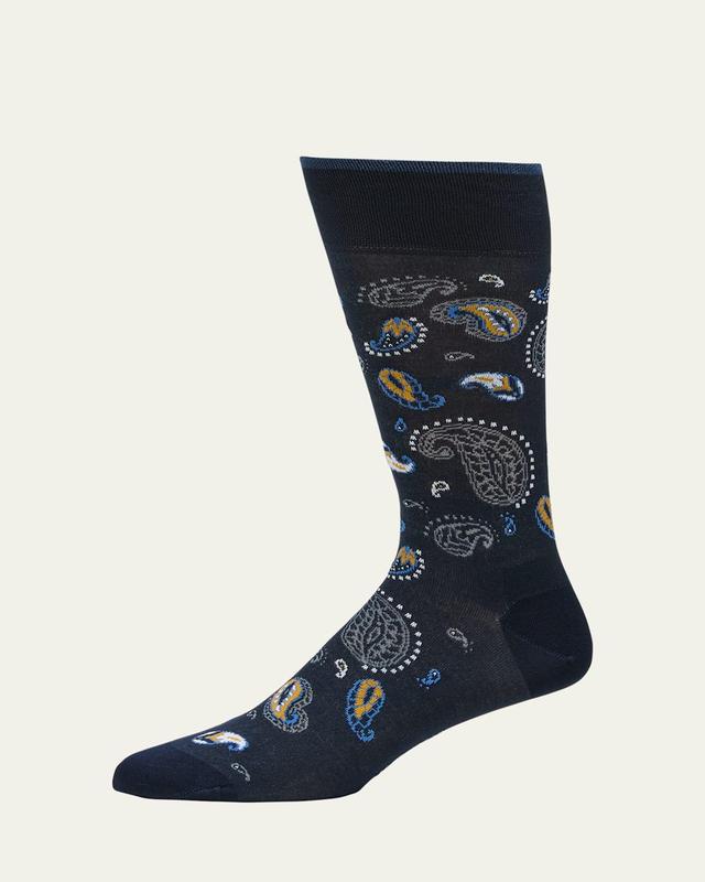 Mens Paisley Intarsia Mid-Calf Socks Product Image