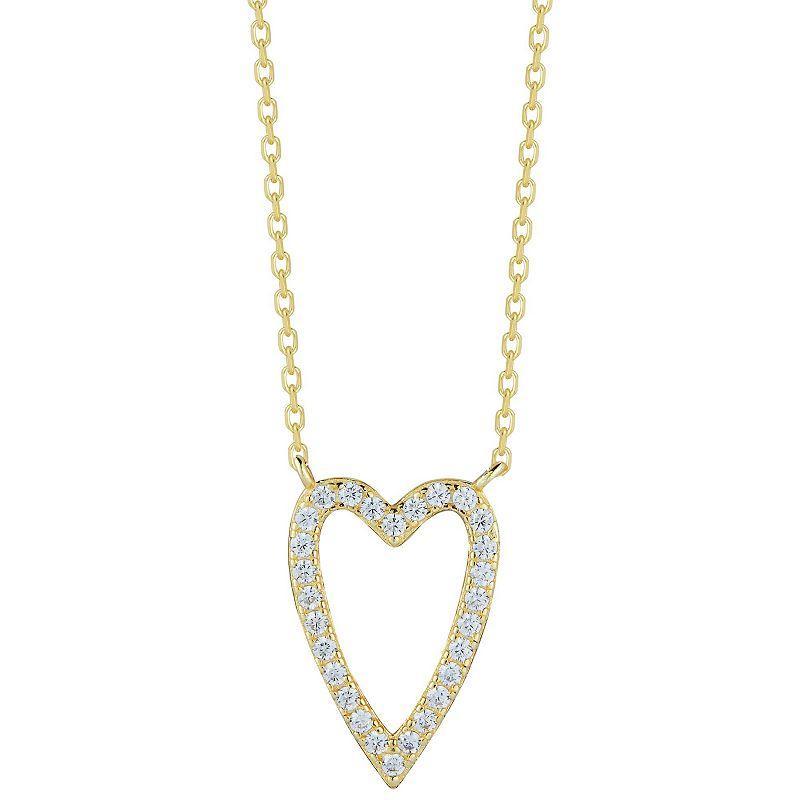 Sunkissed Sterling Cubic Zirconia Open Heart Necklace, Womens Gold Tone Product Image