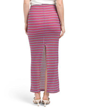 High Waisted Striped Maxi Skirt for Women | Polyester/Spandex Product Image