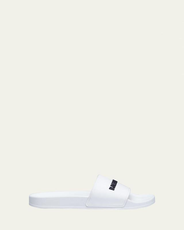 Logo Pool Slide Sandals, White Product Image