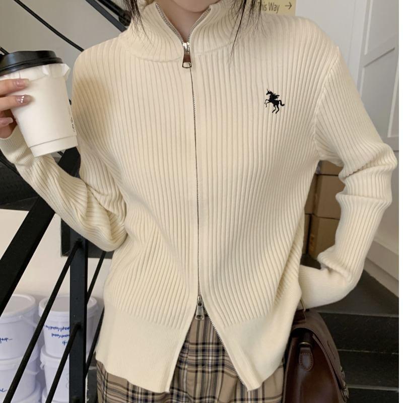 Mock Neck Zip-Up Cardigan Product Image