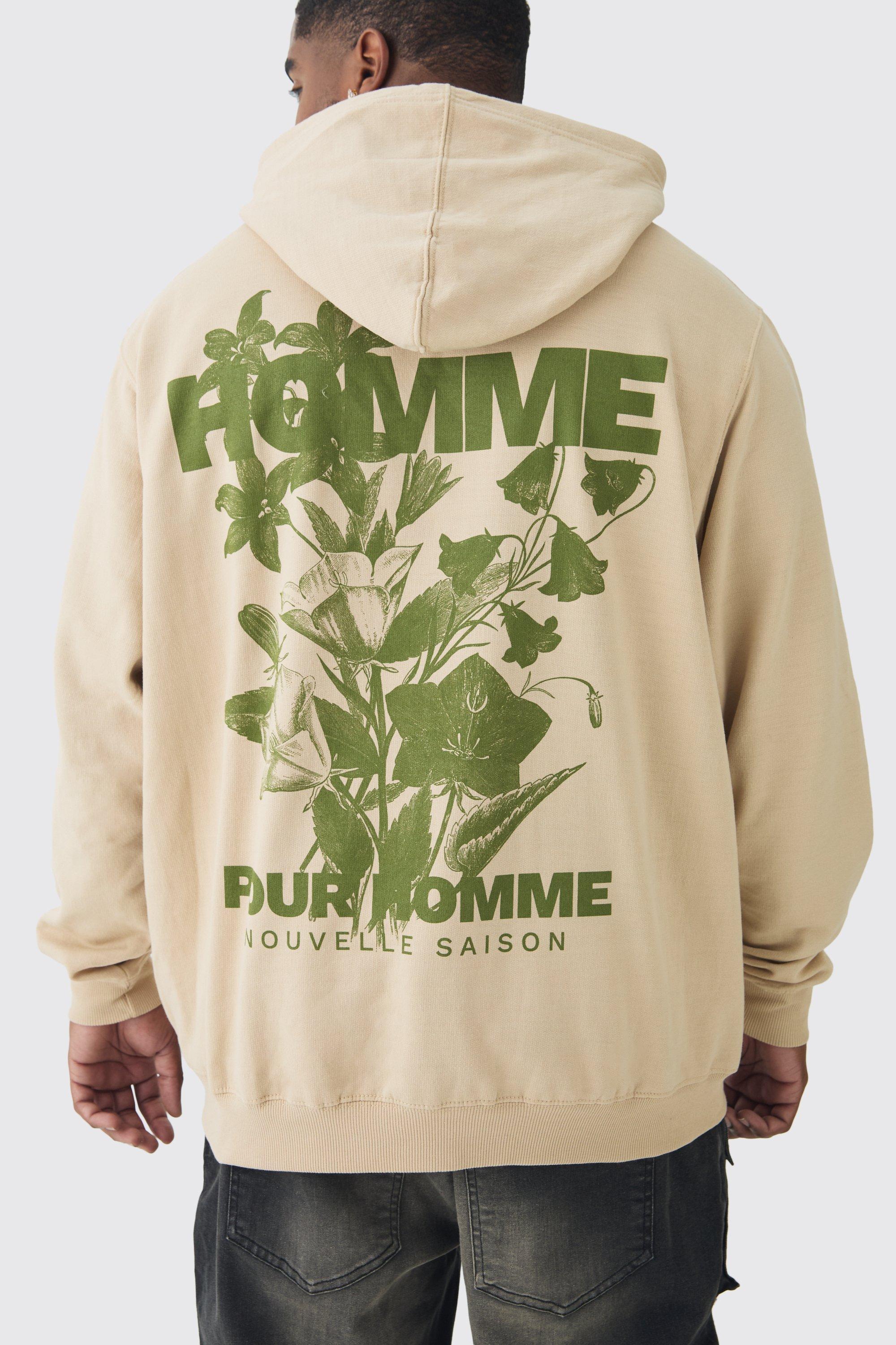 Plus Floral Homme Print Regular Fit Hoodie | boohooMAN USA Product Image