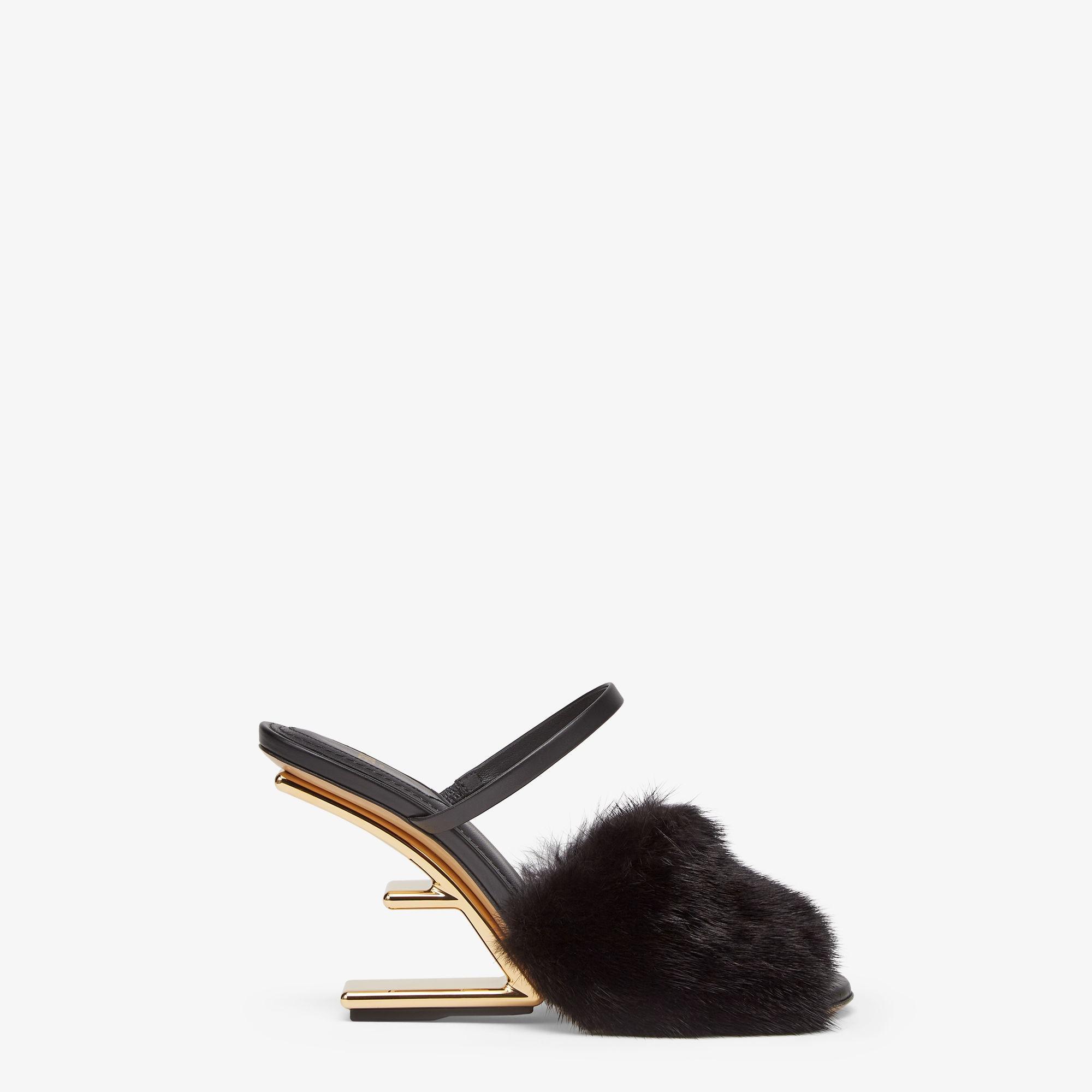 Fendi FirstBlack mink high-heel sandals Product Image